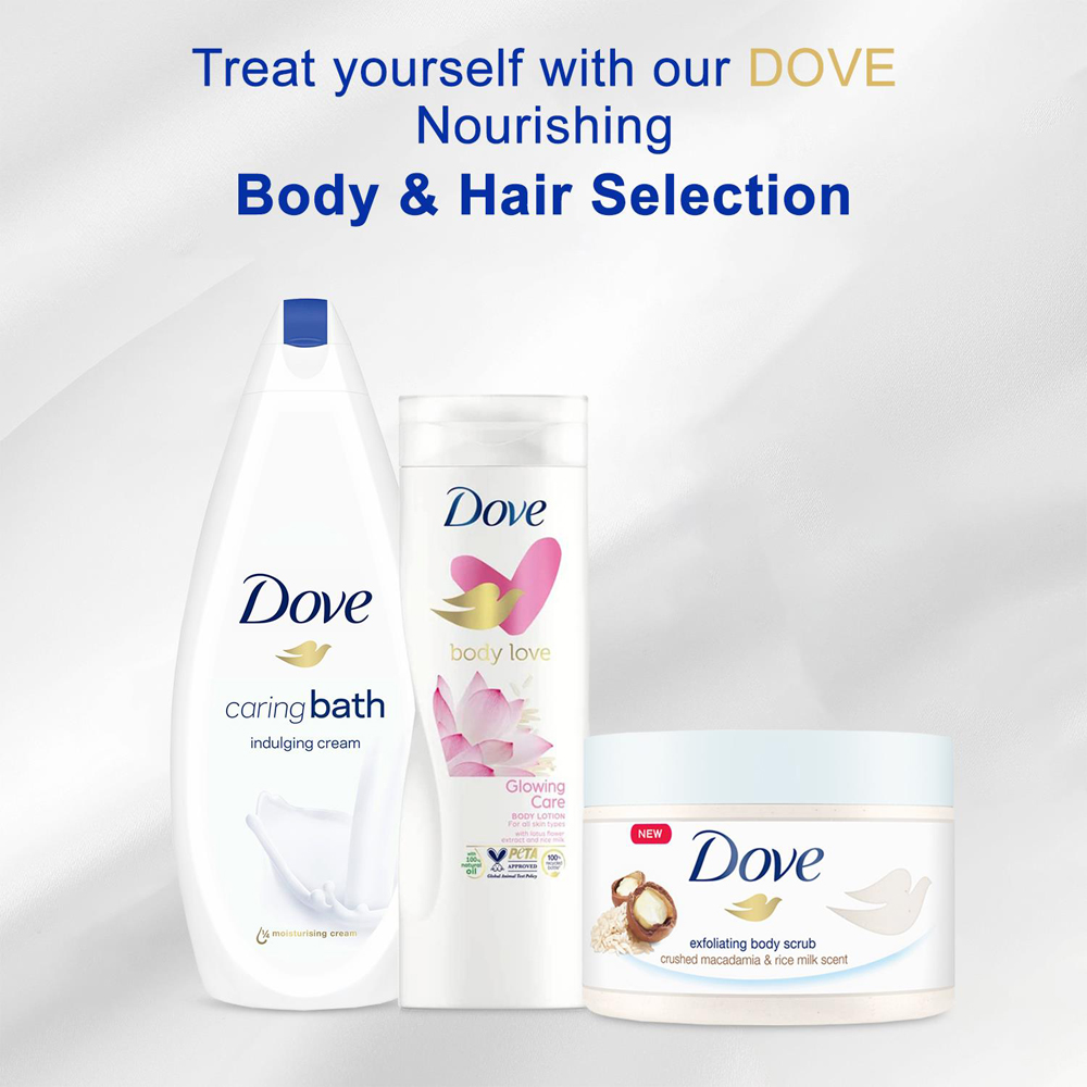 Dove Body Scrub Bath Cream and Glowing Ritual Body Lotion Bath Bundle Image 7