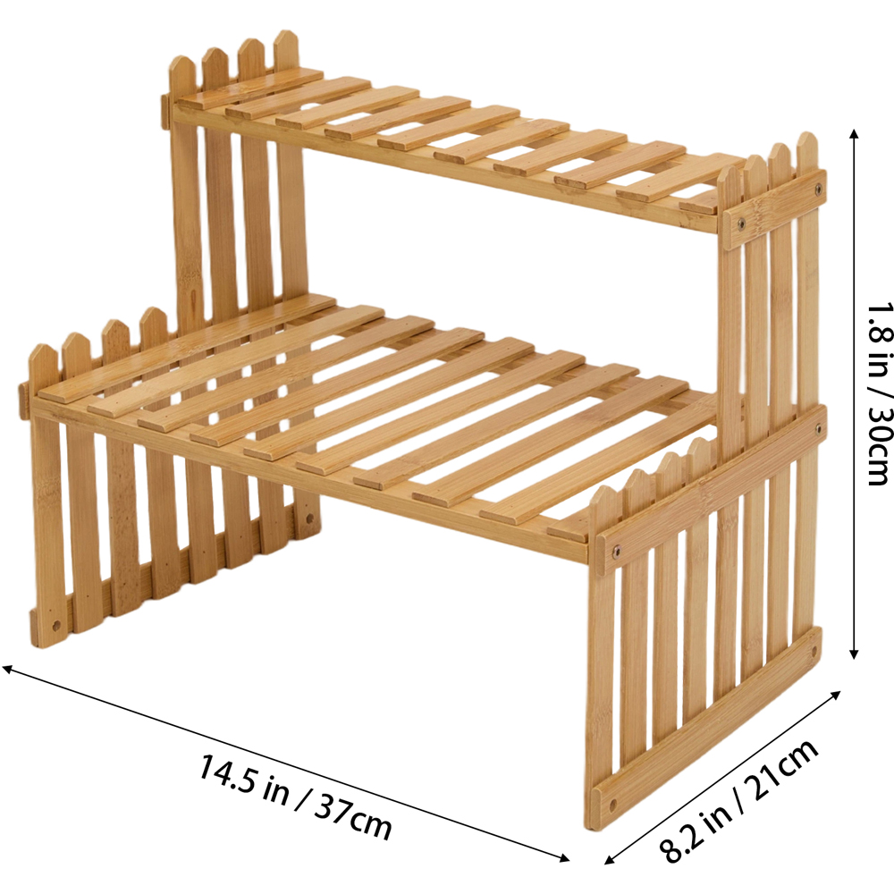 Living and Home 2-Tier Natural Bamboo Plant Stand Image 7