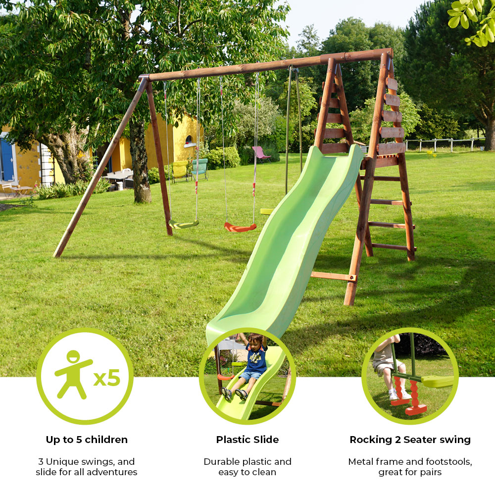 Soulet Violette Wooden Kids Swing Set with Slide Image 6