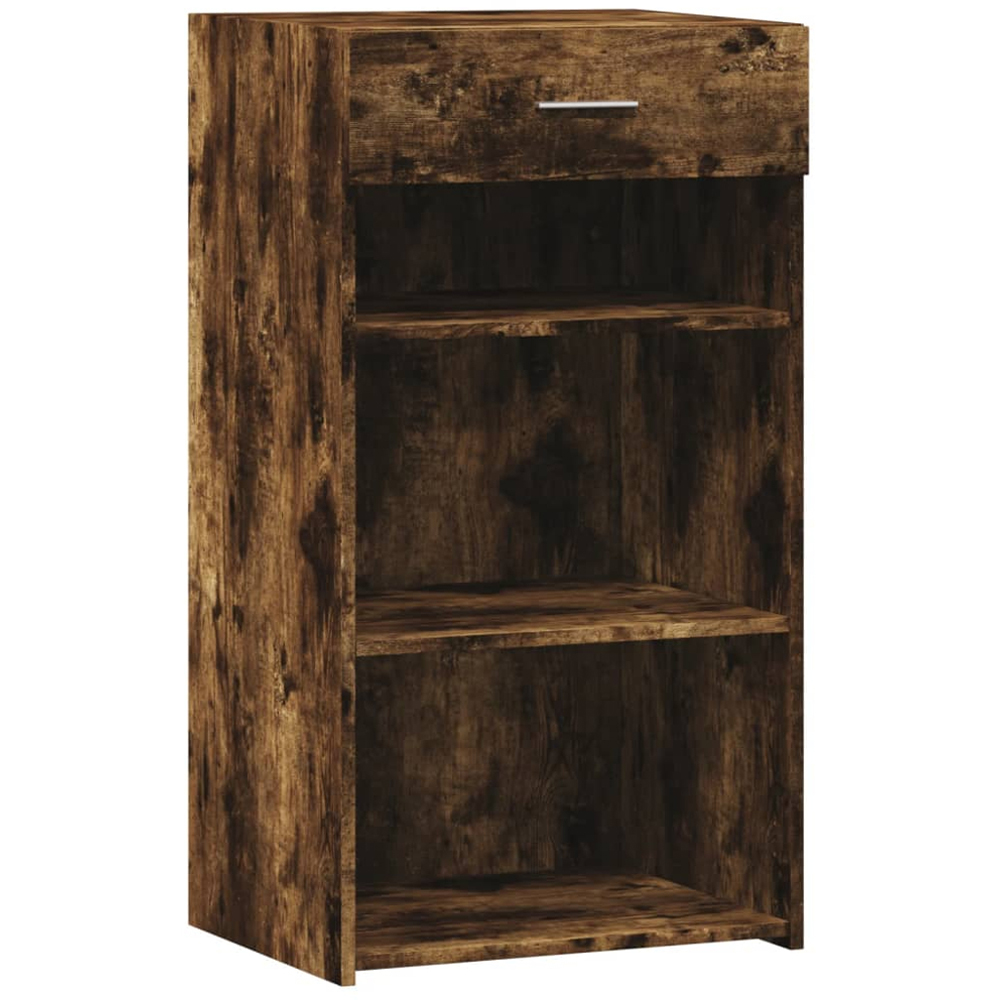 vidaXL Single Drawer 3 Shelf Smoked Oak Sideboard Image 2
