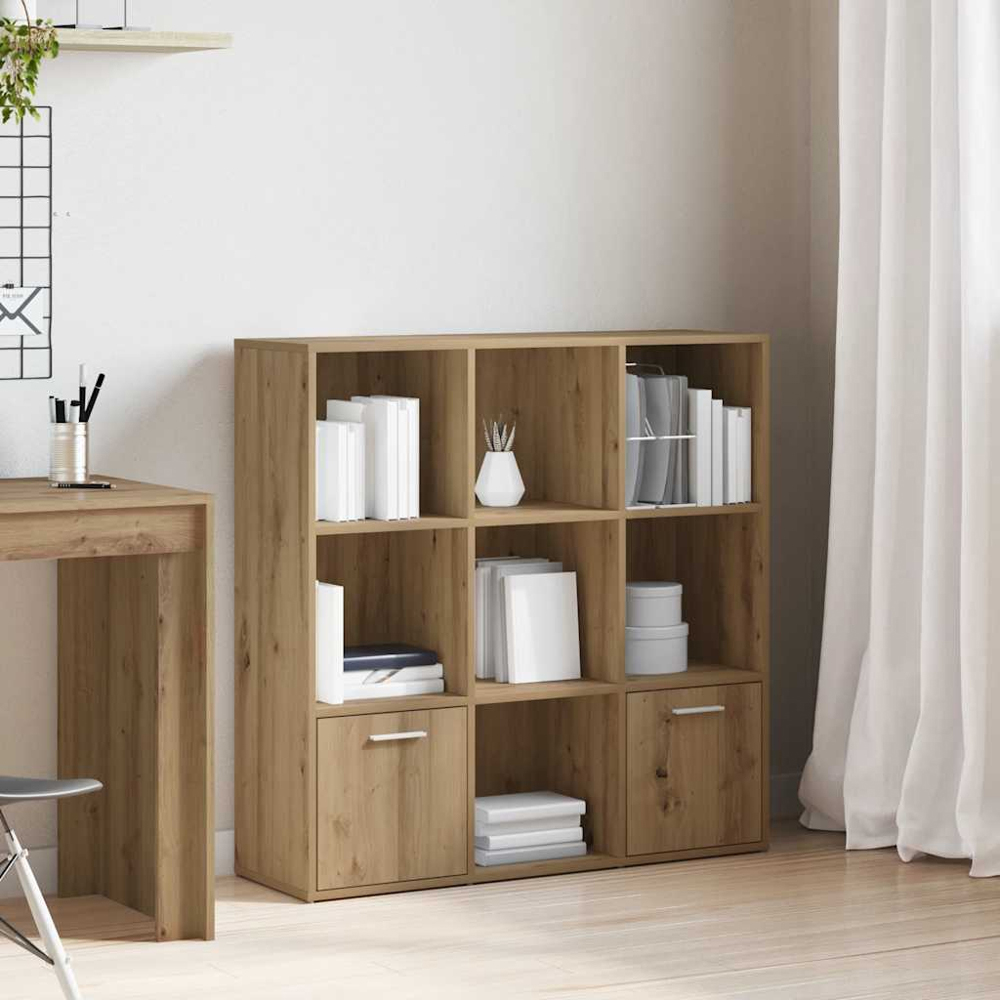 vidaXL 2 Door 7 Open Shelf Artisan Oak Storage Cabinet Image 9