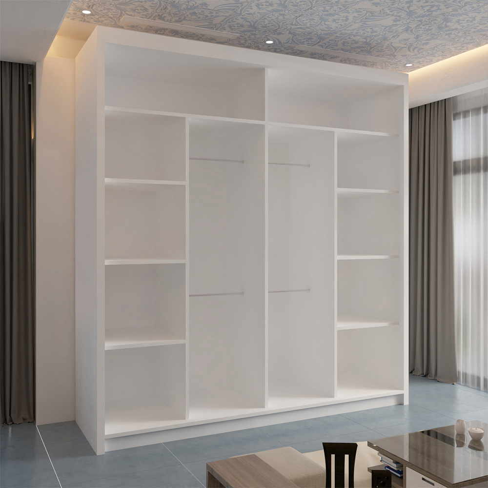 Sliding Wardrobes 4U Batumi 2 Door White Wide Curved Mirrored Wardrobe 203cm Image 3