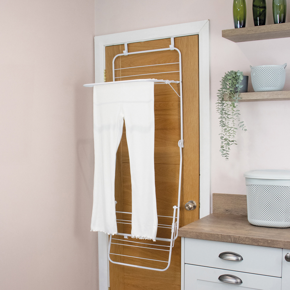 JVL White Over Door Clothes Drying Rack 8.5m Image 7