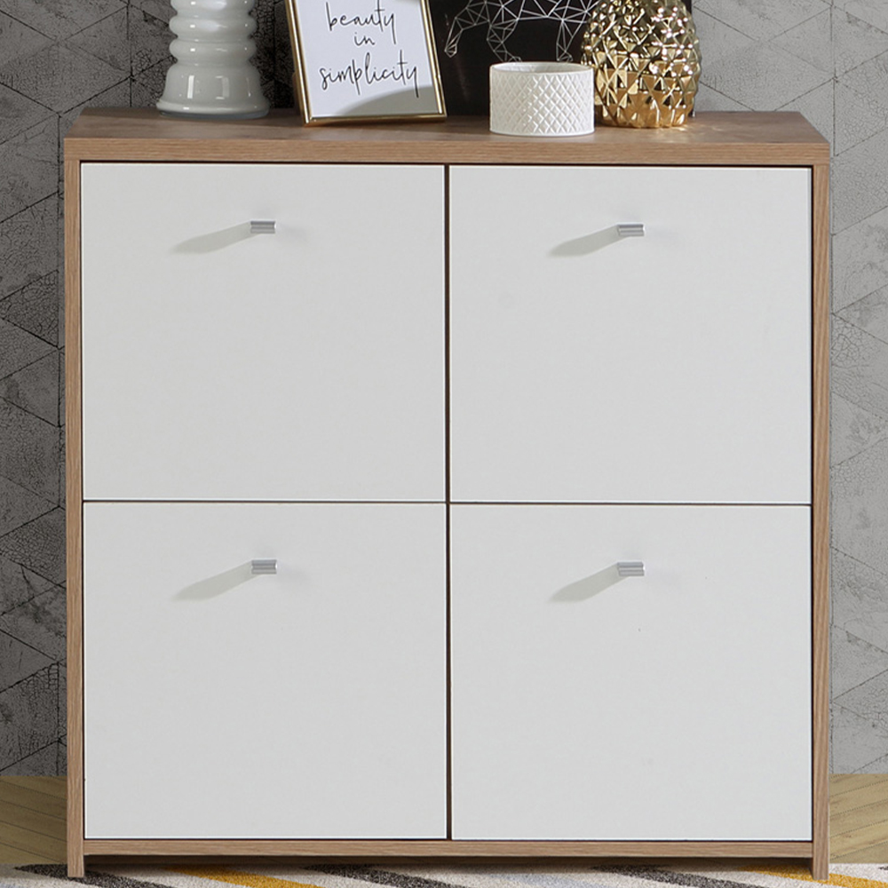 Florence Best 4 Doors Artisan White Oak Effect Storage Chest Image 1