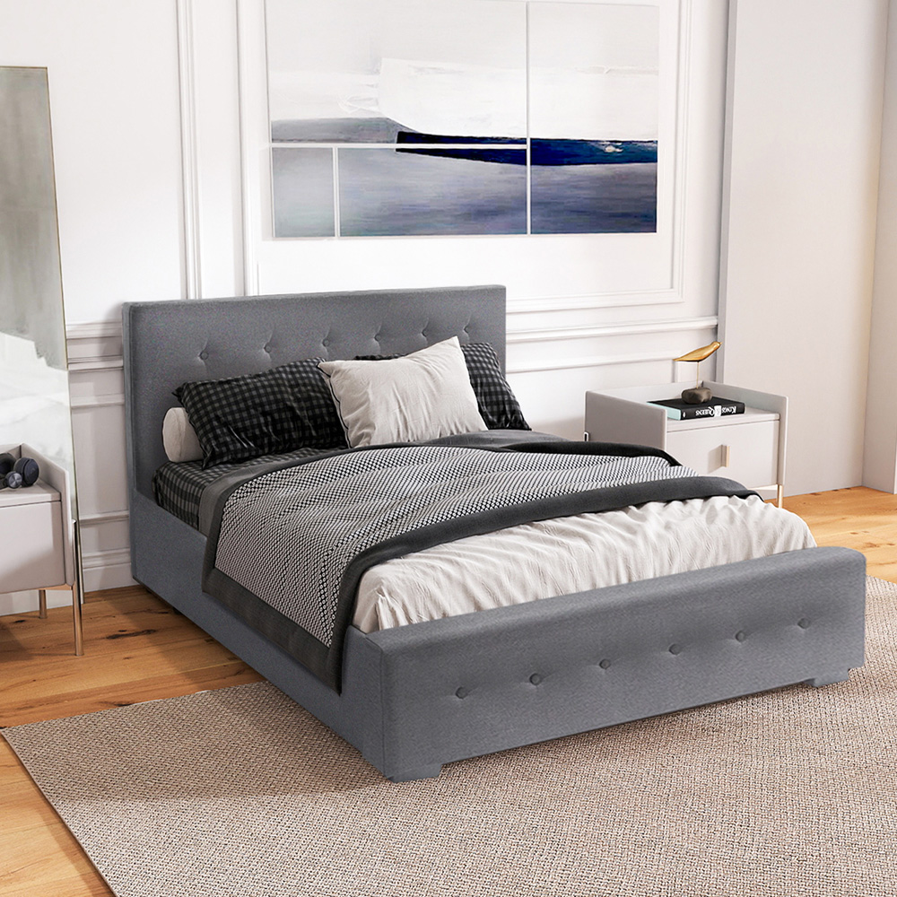 Brooklyn Double Grey Fabric Storage Ottoman Bed Image 4