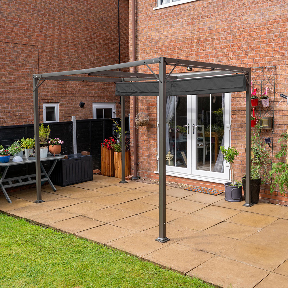 Jack Stonehouse Manhattan 3 x 2.15m Grey Garden Pergola with Retractable Canopy Image 8