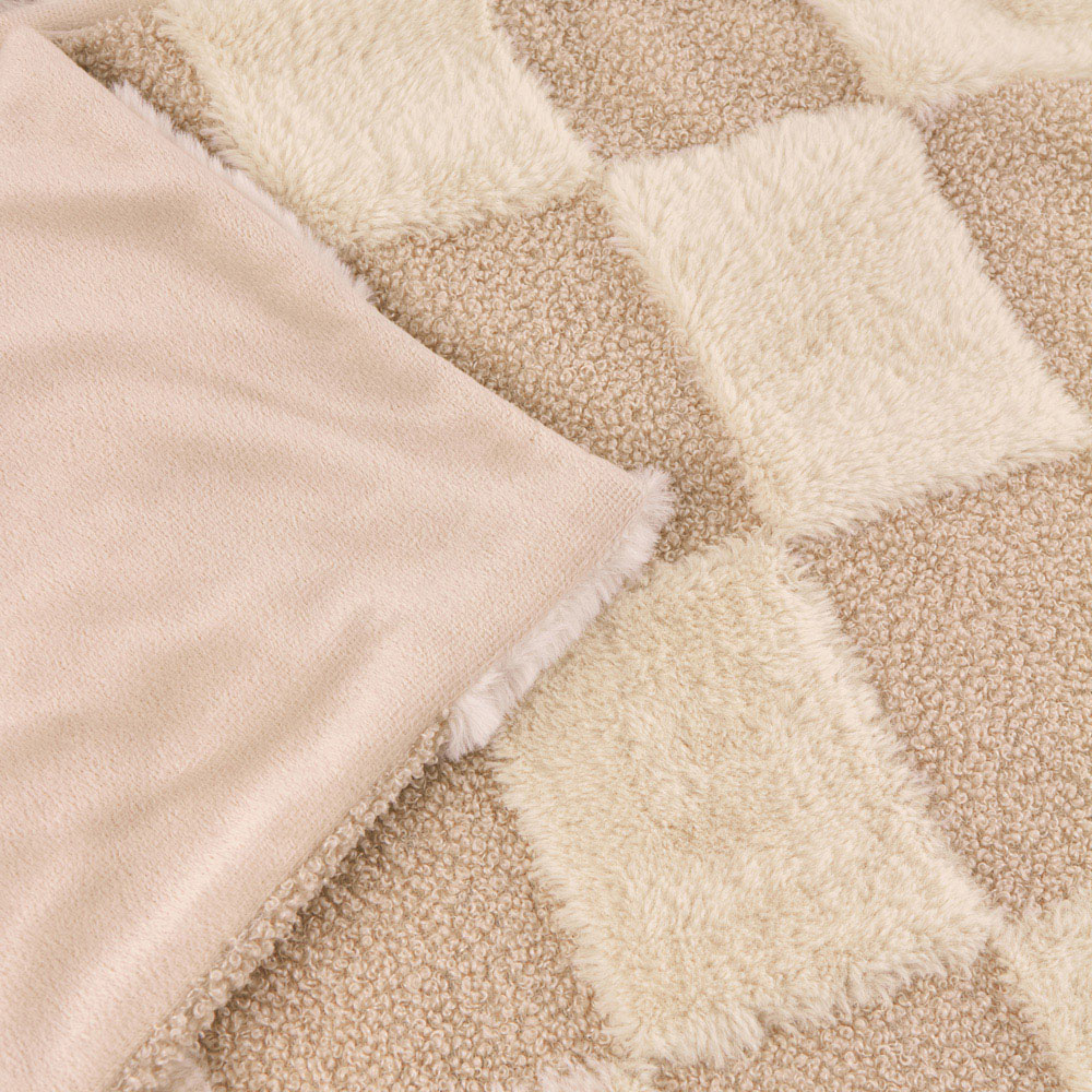 Furn Natural Fur Boucle Check Reversible Throw 140 x 180cm Image 2