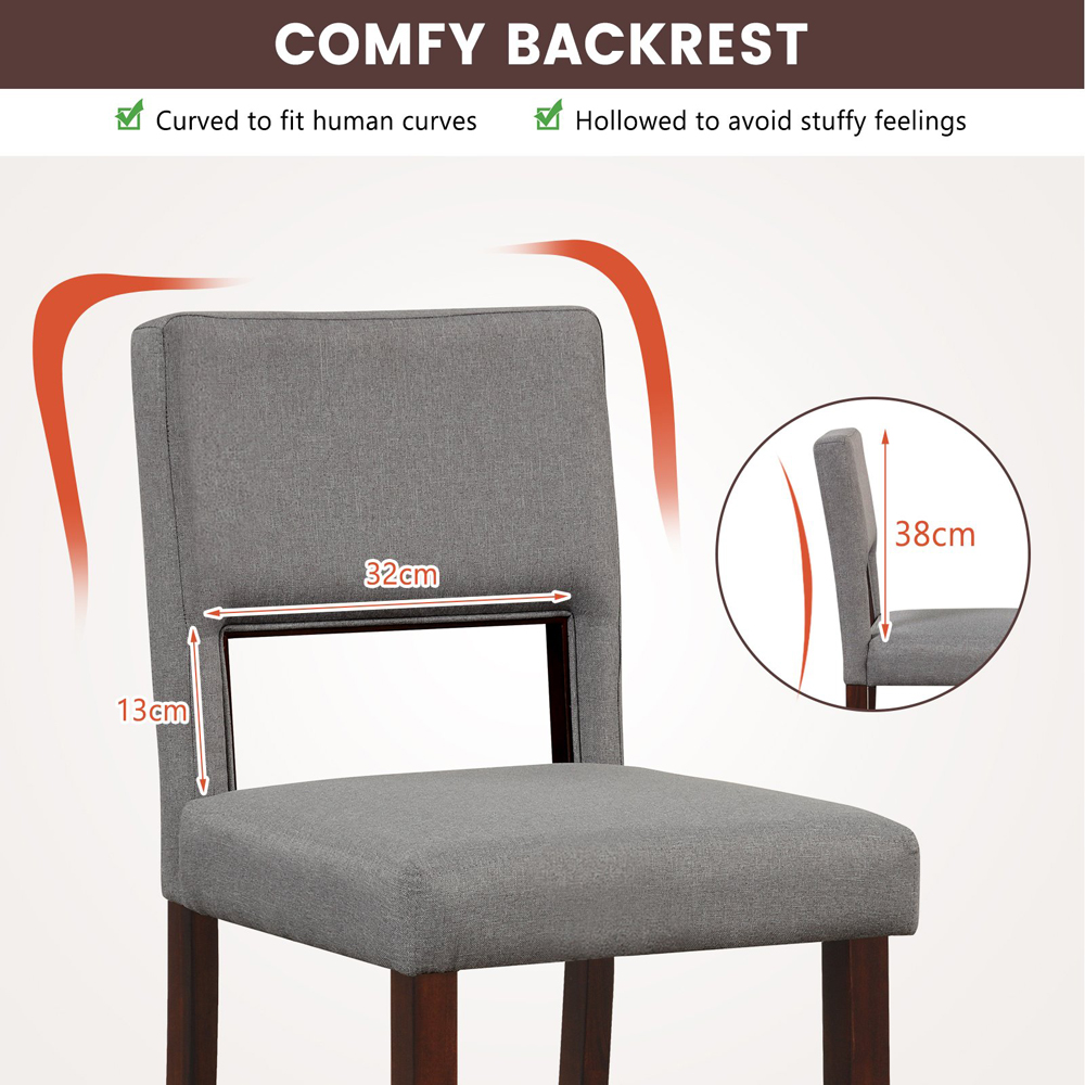 Costway Grey Bar Stool Set of 2 Image 3
