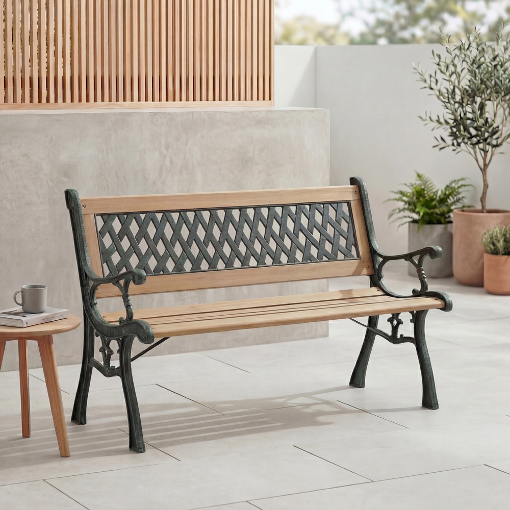 GARDEN VIDA Cross Style Garden Bench Image 4