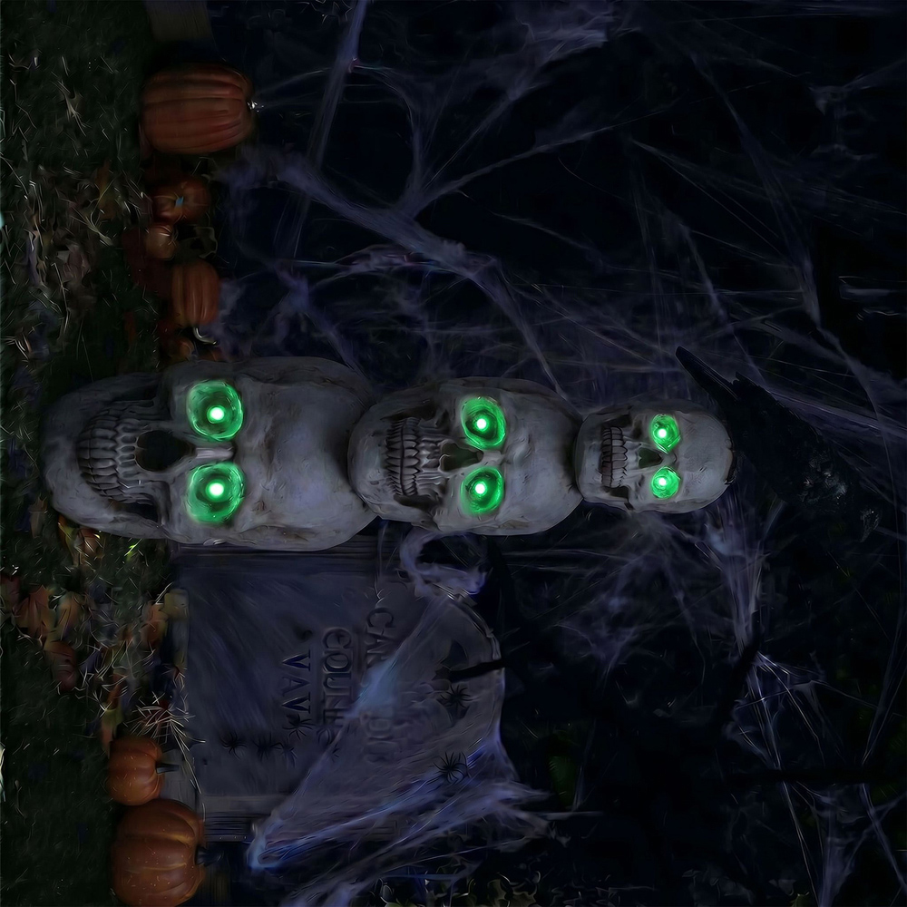 wilko Multicolour LED Halloween Stack of Skulls Ornament with Raven 4ft Image 4