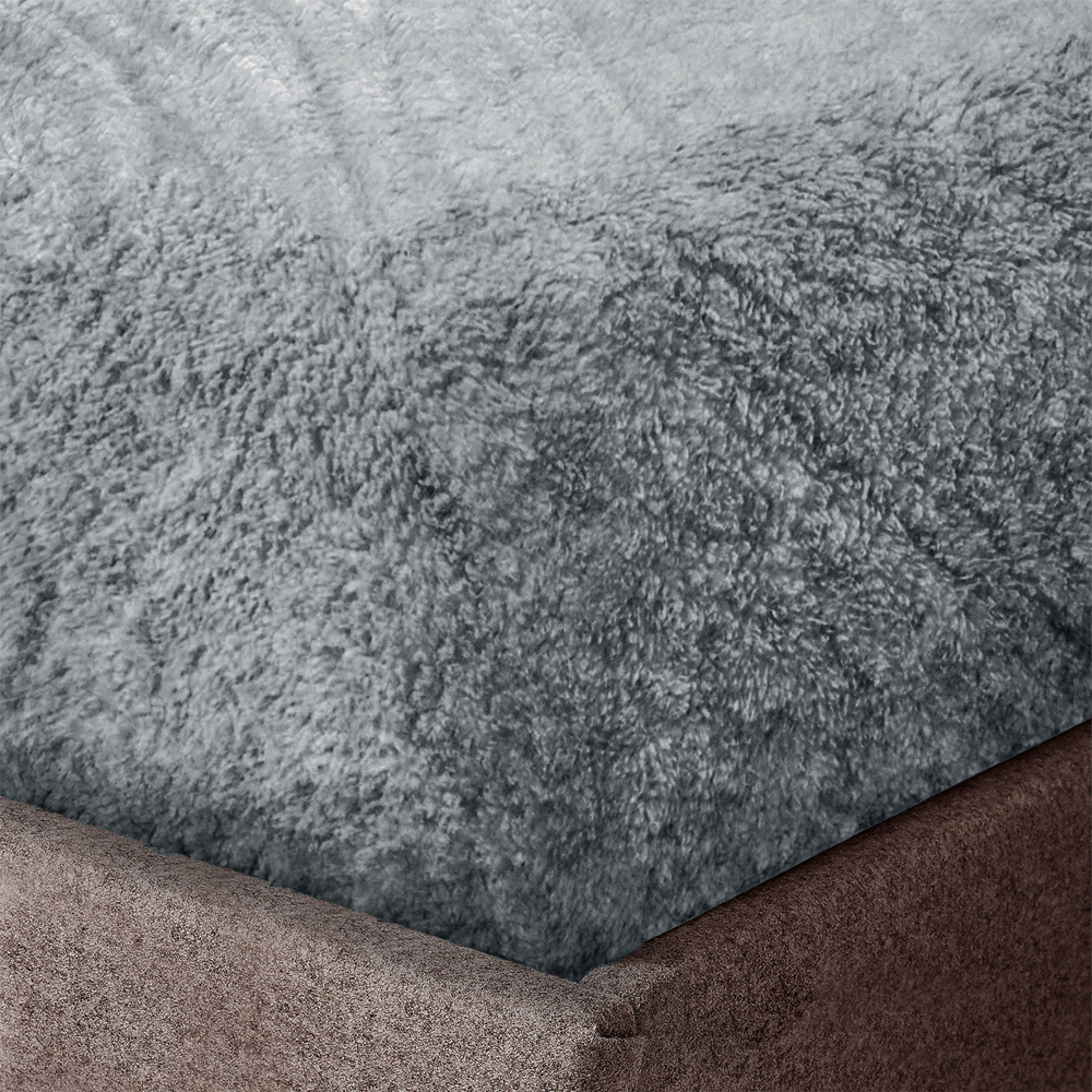 Velosso Double Charcoal Marl-Effect Teddy Fleece Duvet Cover Set Image 3