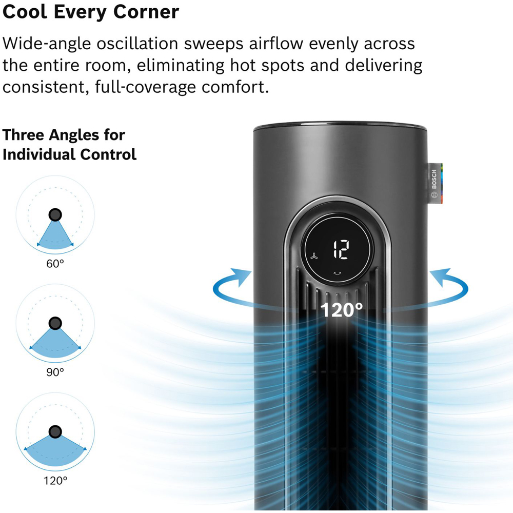 Bosch 6000 Black Oscillating Tower Fan with Remote Control Image 4