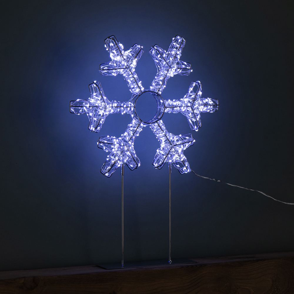 Samuel Alexander 720 White LED Light-Up Twinkling Silver Christmas Snowflake with Metal Stand 45cm Image 6