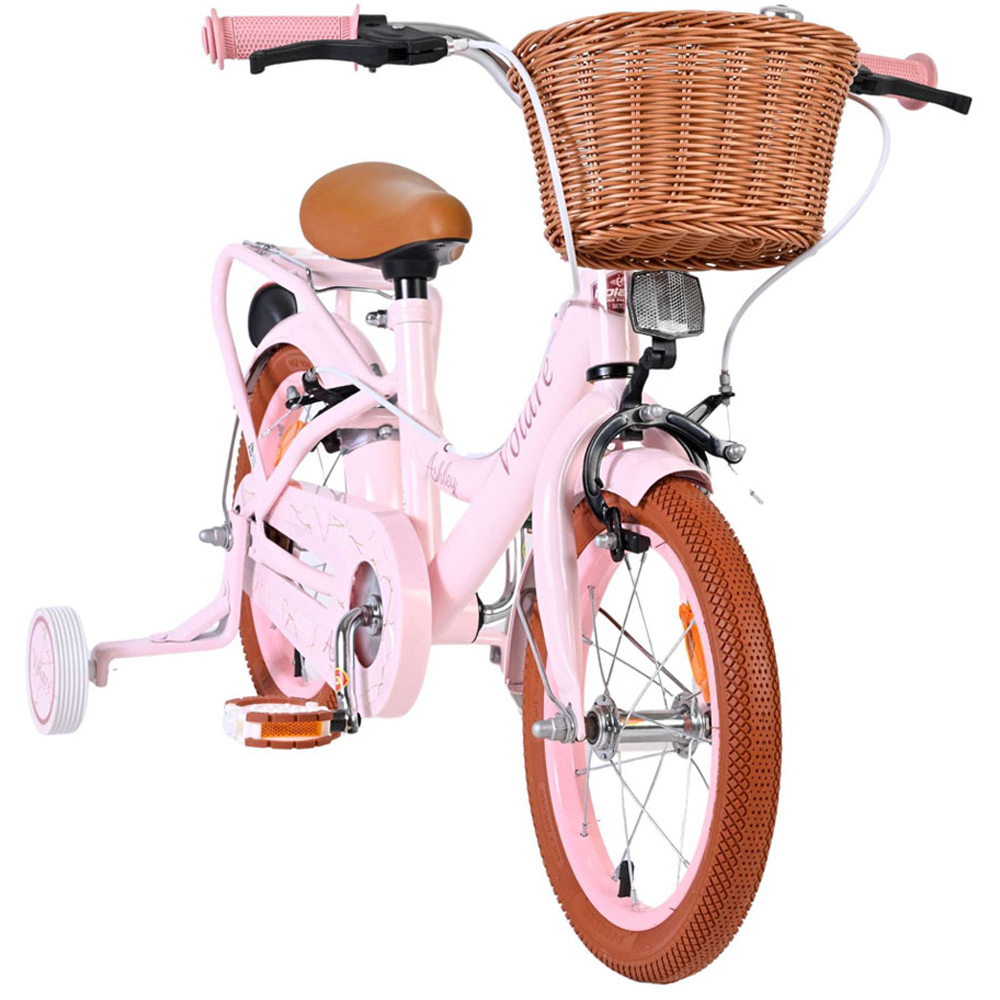 Volare Ashley Kids 14 inch Pink Pastel Bike with Stabilisers Rack and Basket Image 2
