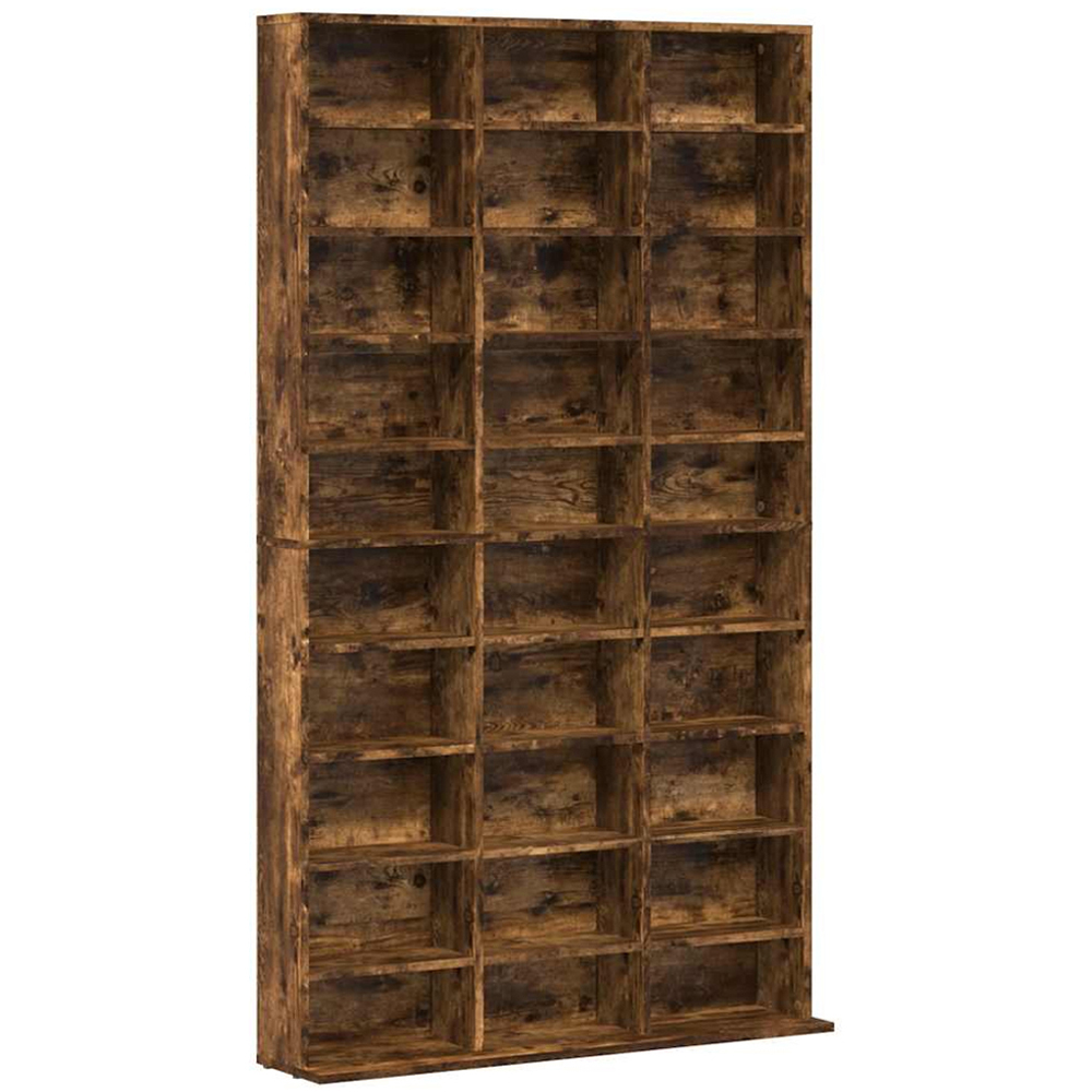 vidaXL 30 Shelf Smoked Oak CD Cabinet Image 2