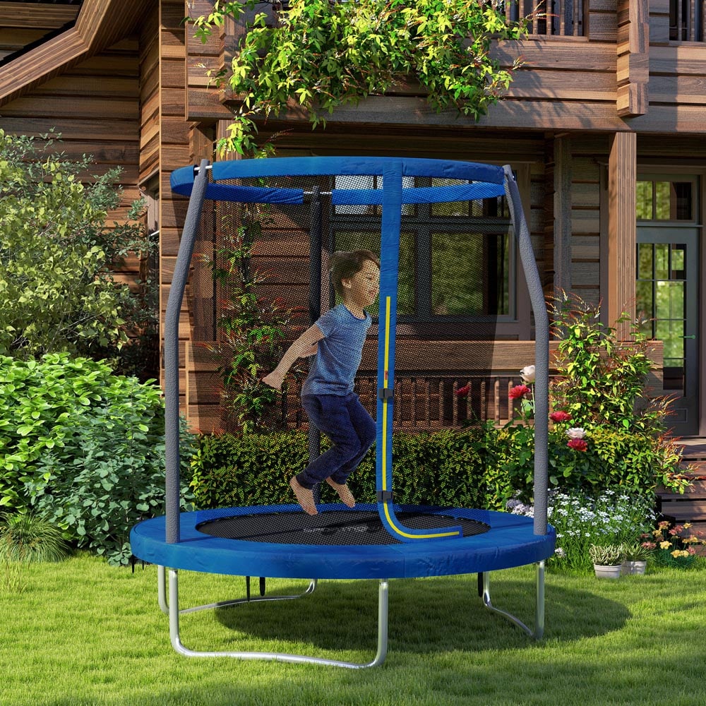 SPORTNOW 6ft Blue Trampoline with Safety Enclosure Net Image 2