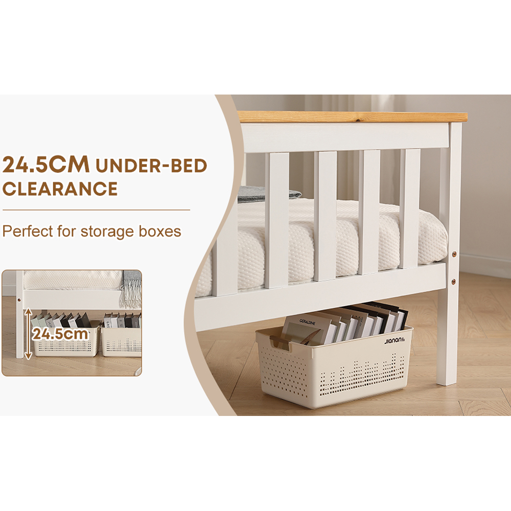 Brooklyn Single White and Caramel Wooden Bed Frame Image 8