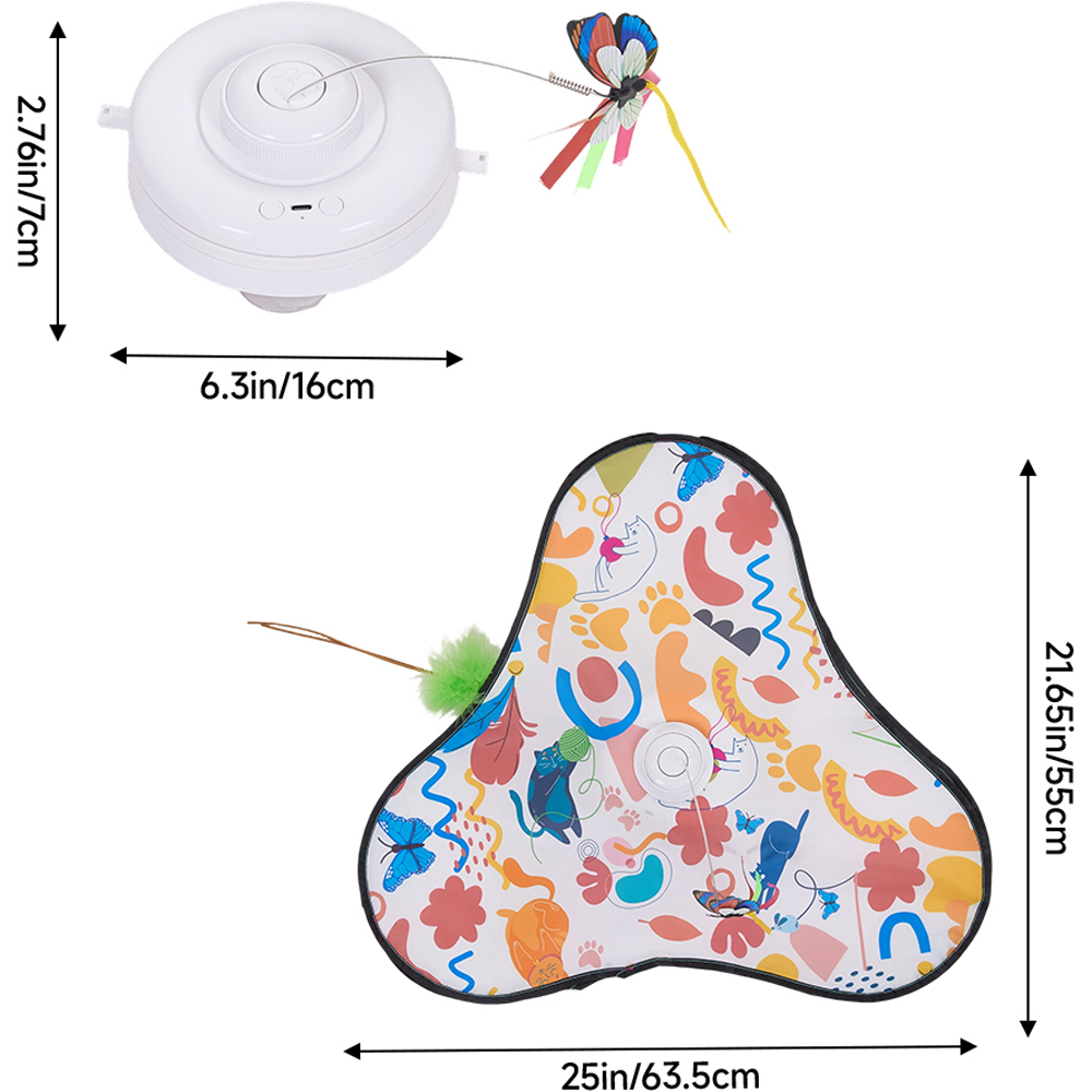 H&O Direct Orange Rechargeable Interactive Cat Toy with Butterfly Image 6