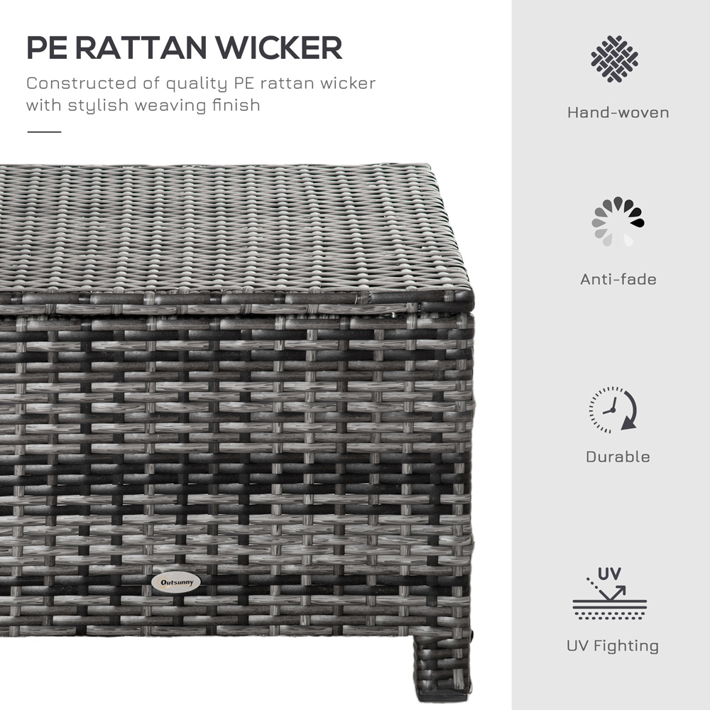 Outsunny Mixed Grey PE Rattan Footstool with Padded Seat Image 5