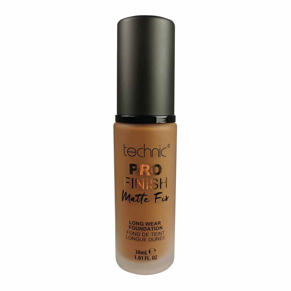 Technic Pro Finish Matte Fix Foundation 30ml  - wilko The Technic Pro Finish Matte Fix Foundation in shade Mocha is formulated to be long-lasting and provide medium coverage. The foundation easily buildable and also comes in a pump bottle to make it really easy to use! Simply apply the foundation to your skin using a sponge or your fingertips and blend to create a long lasting base. Technic Cosmetics is an award winning, UK based makeup brand. They’re passionate about designing and developing cruelty-free makeup to suit any look and occasion. Suitable for vegetarians and vegans. Warning: For external use only. Keep out of reach of children. Always read instructions before use.
