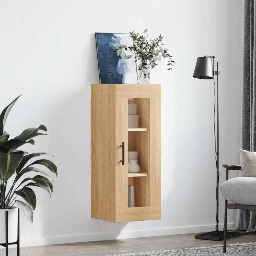 vidaXL Single Glass Door Sonoma Oak Wall Mounted Cabinet Image 3