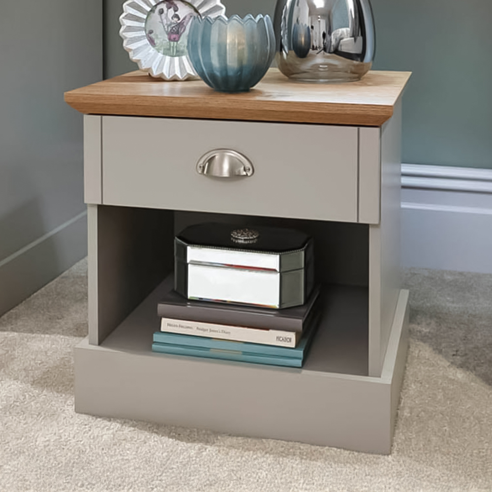 GFW Kendal Single Drawer Grey Bedside Table Image 1