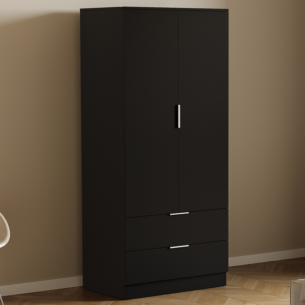 VIDA DESIGNS Trega 2 Drawer 2 Door Black Wardrobe Image 1