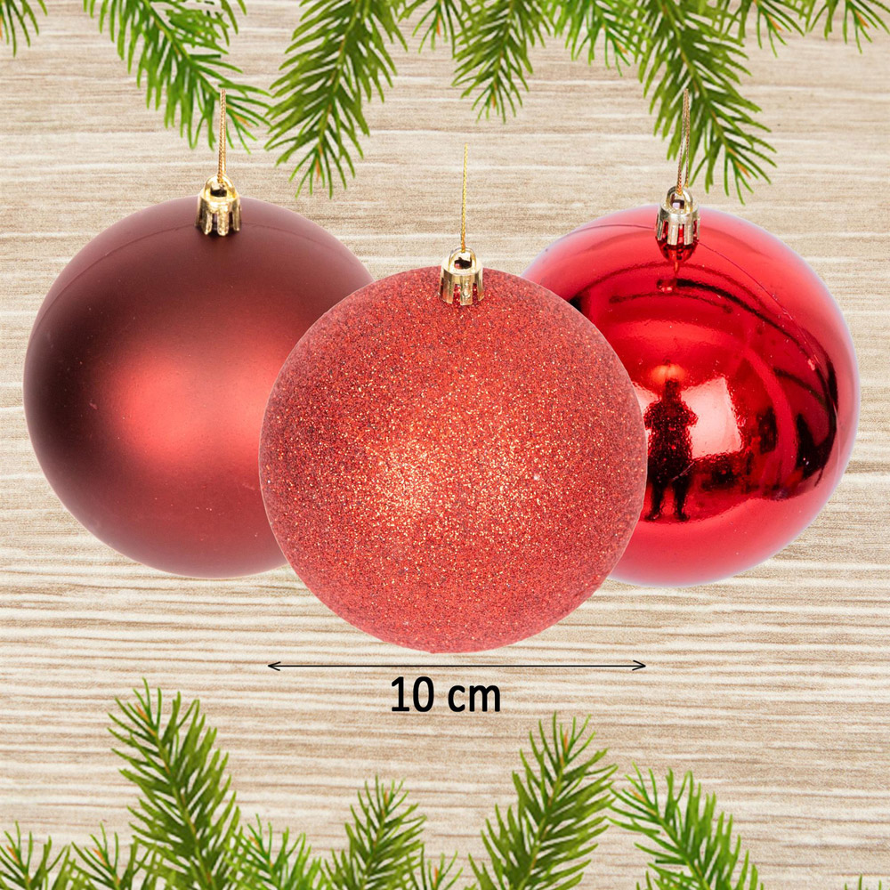 Shatchi 10cm Dark Red Luxury Bauble 6 Pack Image 4