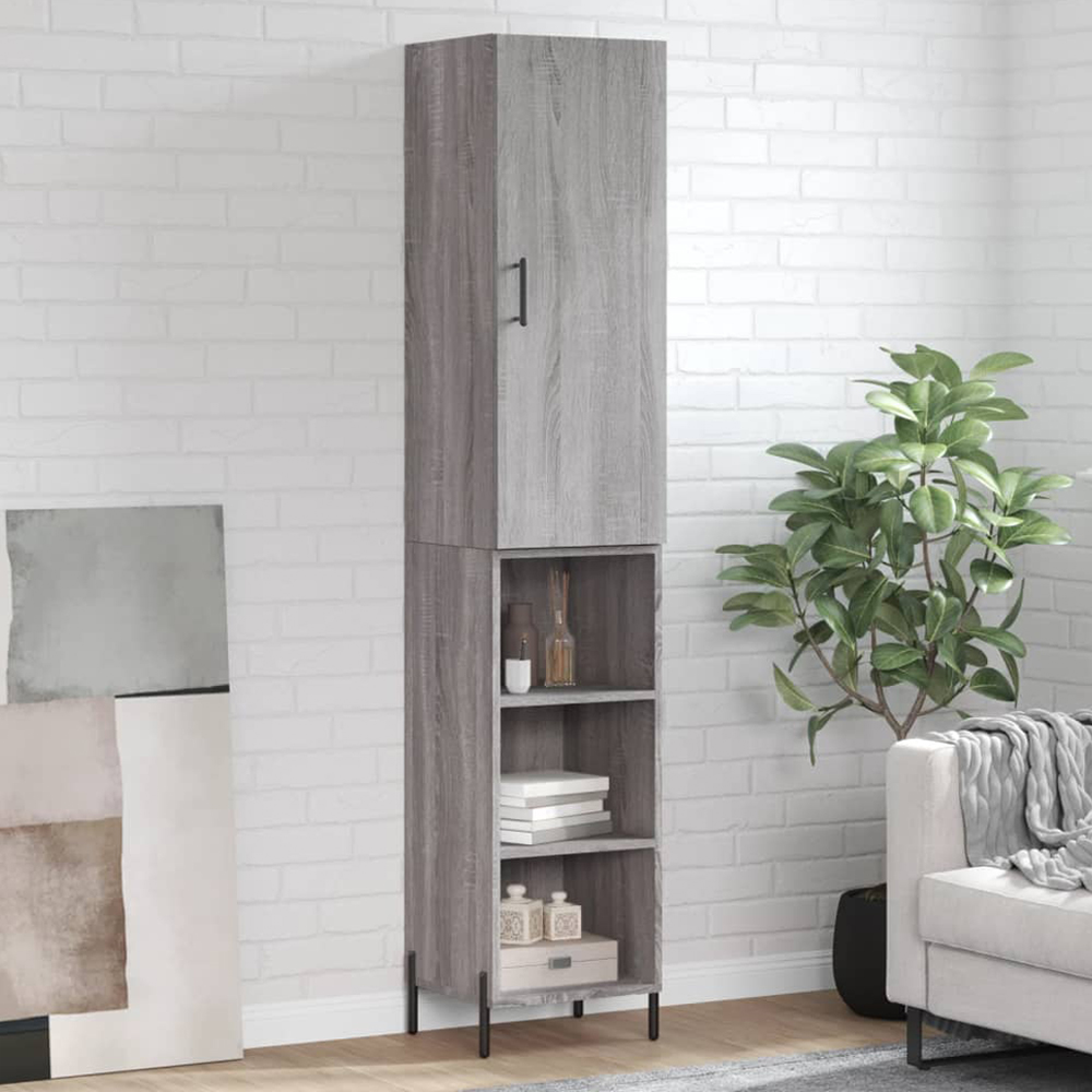 vidaXL Single Door 3 Shelf Grey Sonoma Highboard Image 1