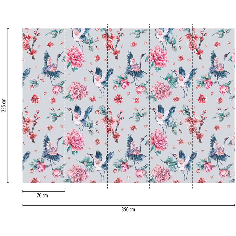 A.S Creation Pink Crane Digital Mural Image 4
