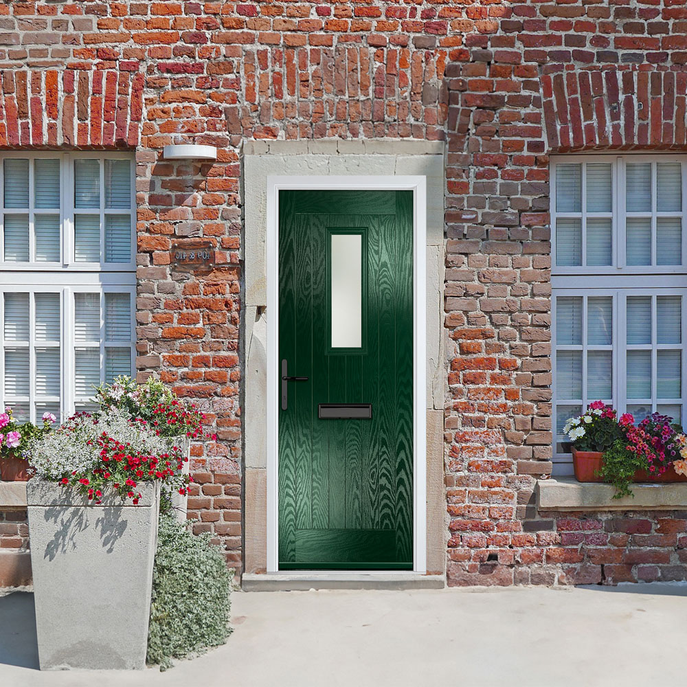 Crystal-Direct Sunningdale Green GRP Clear Glass Right Hand Open Front Door 2090 x 920mm Image 2