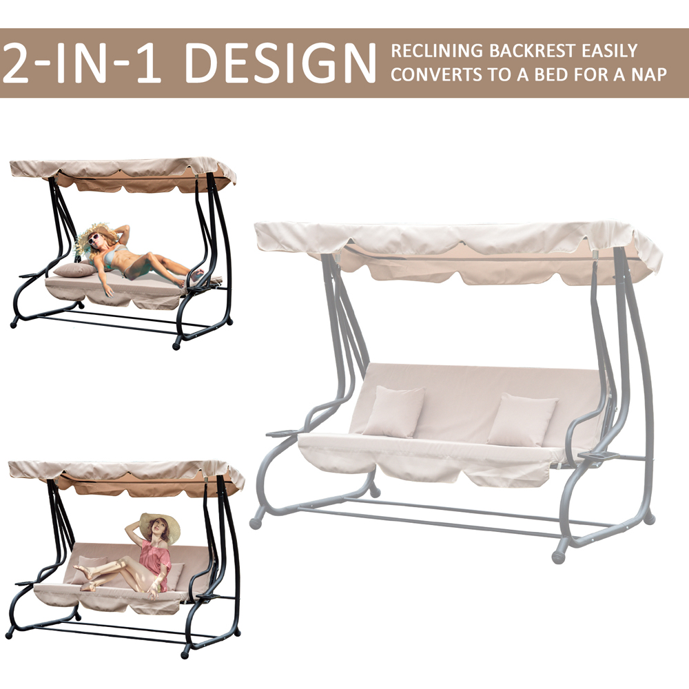 Outsunny 2 in 1 Light Brown Swing Seat and Hammock Bed Image 5