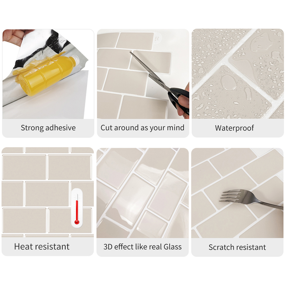 Living and Home 1.2mm Light Yellow Peel and Stick Backsplash Tile 30.5 x 30.5cm 10 Pack Image 4