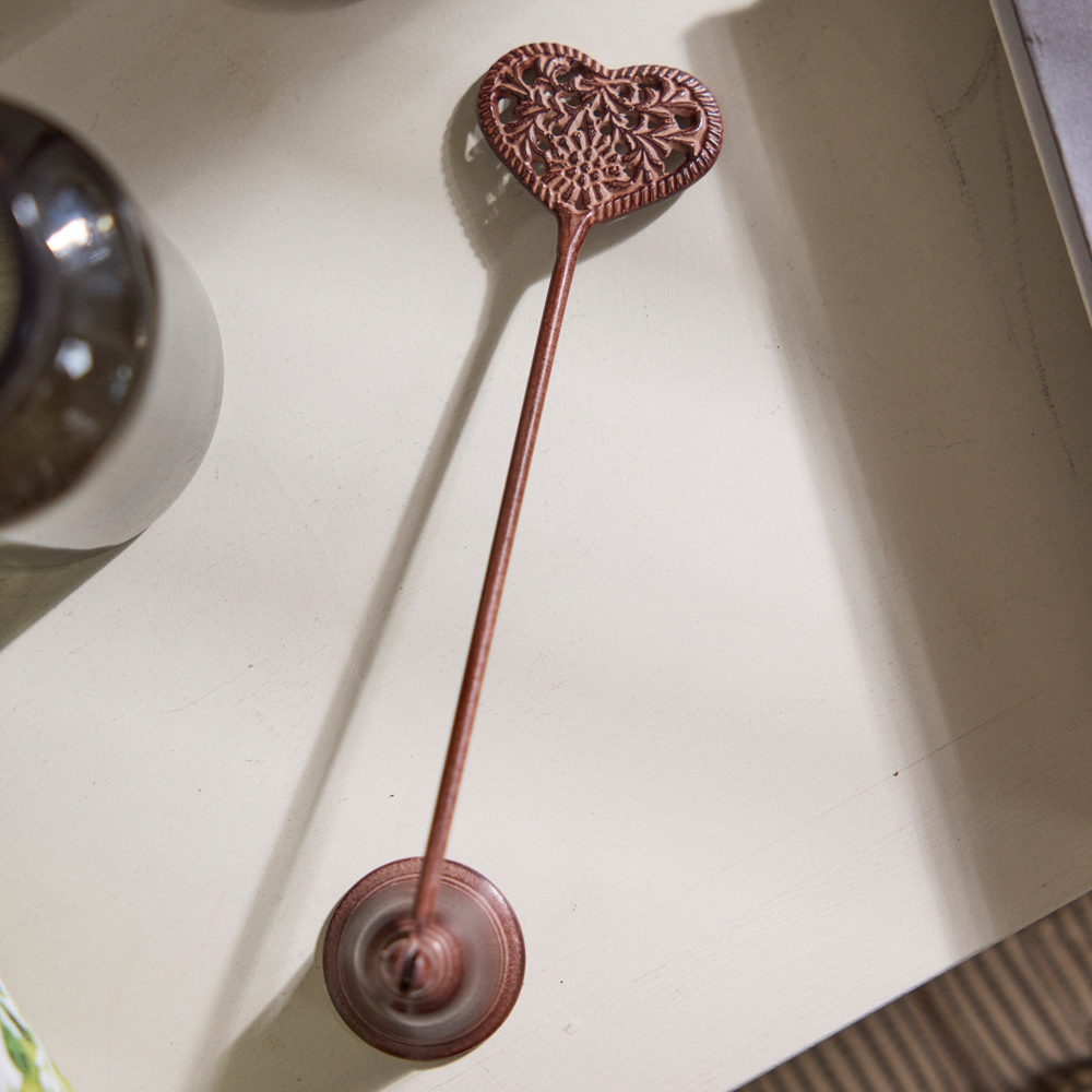 Dibor Antique Brown Cast Iron Love Heart Detail Candle Snuffer Image 4