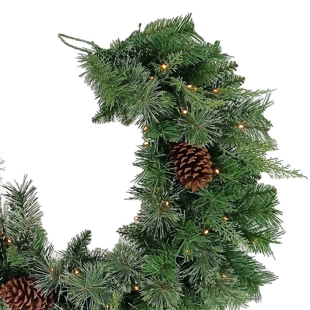 The Christmas Centre 100 Warm White LED Hollingworth Spruce Garland with Pinecones 180cm Image 2