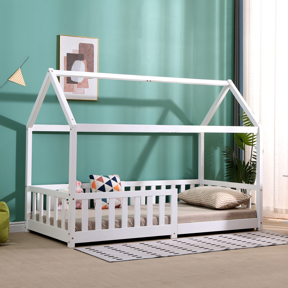 Portland Wood House White Kids Bed Frame Image 9