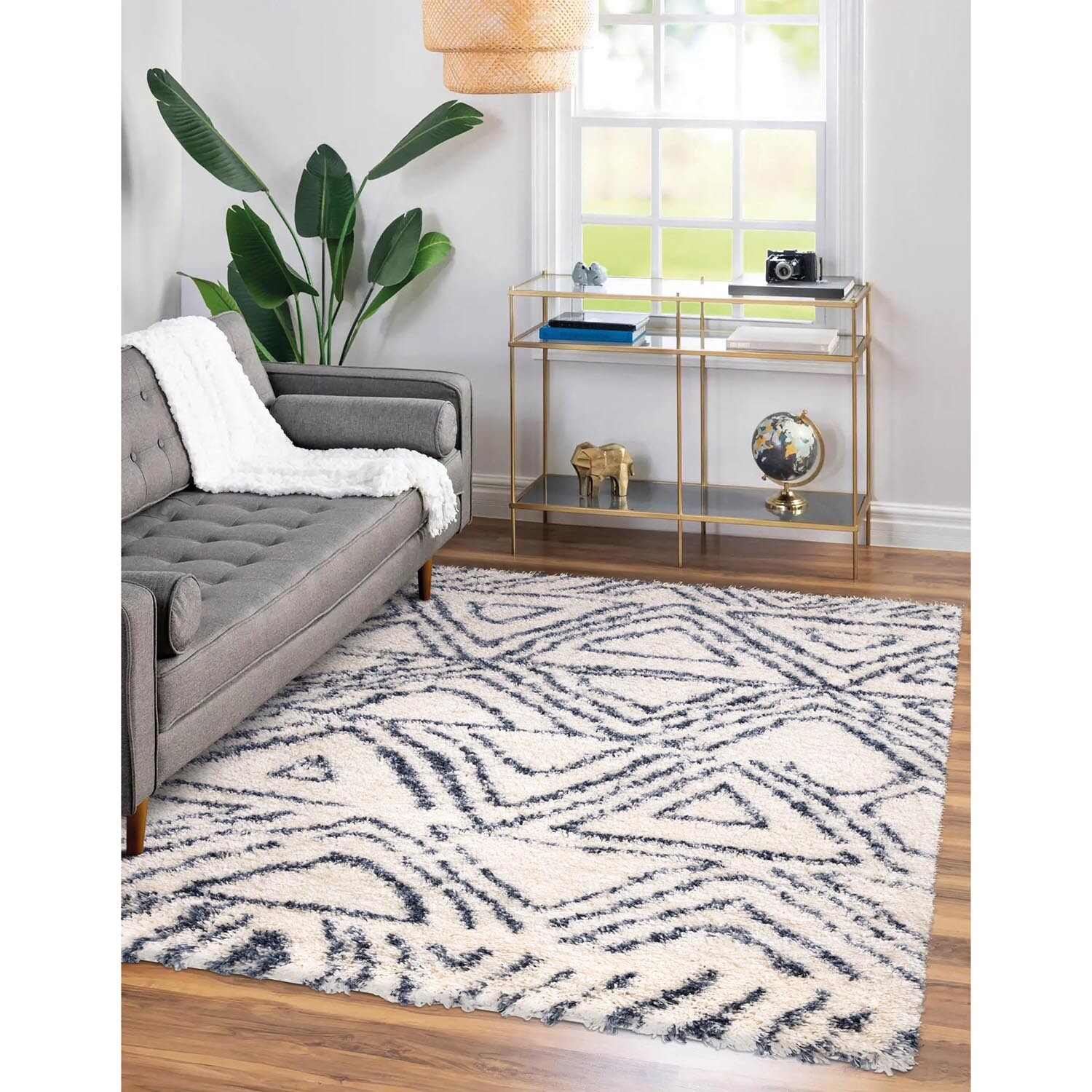 Tribal Boho Rug White / 66cm Wilko