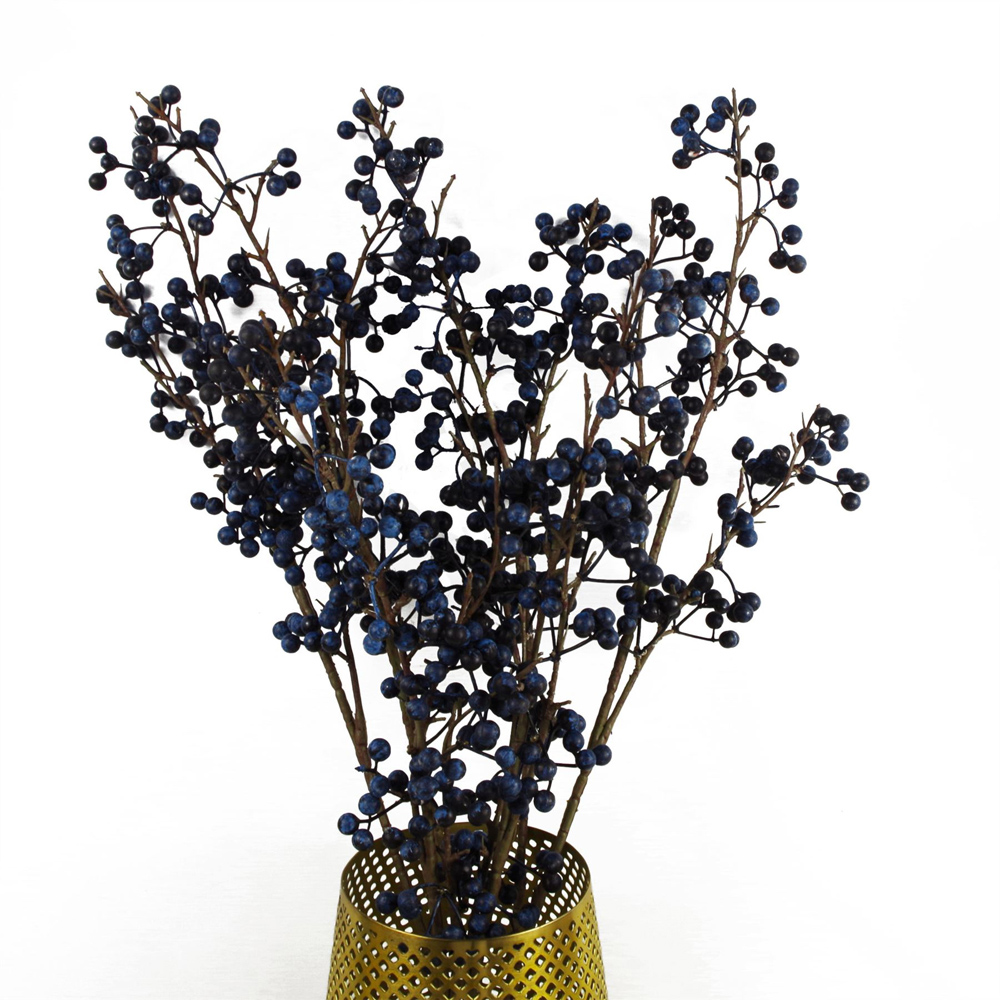 Leaf Artificial Blue Christmas Berry Spray 70cm Image 5
