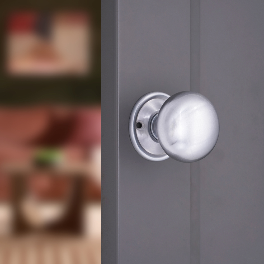 Spira Brass Satin Chrome Cottage Large 50mm Rim and Mortice Door Knob 2 Pack Image 2