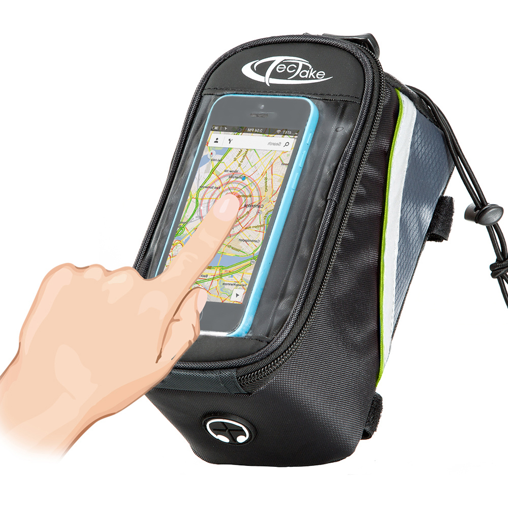tectake Black Grey and Green Bike Phone Holder Image 3