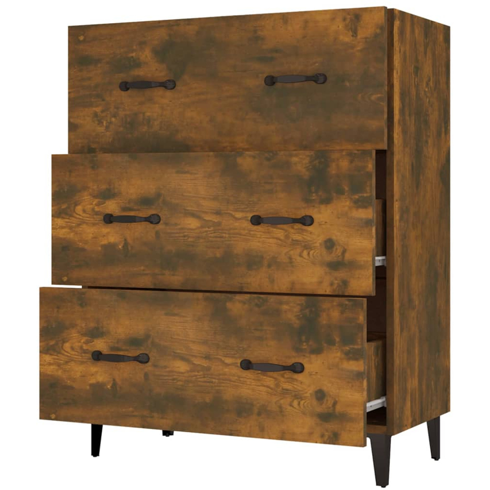 vidaXL 3 Drawer Smoked Oak Sideboard Image 6