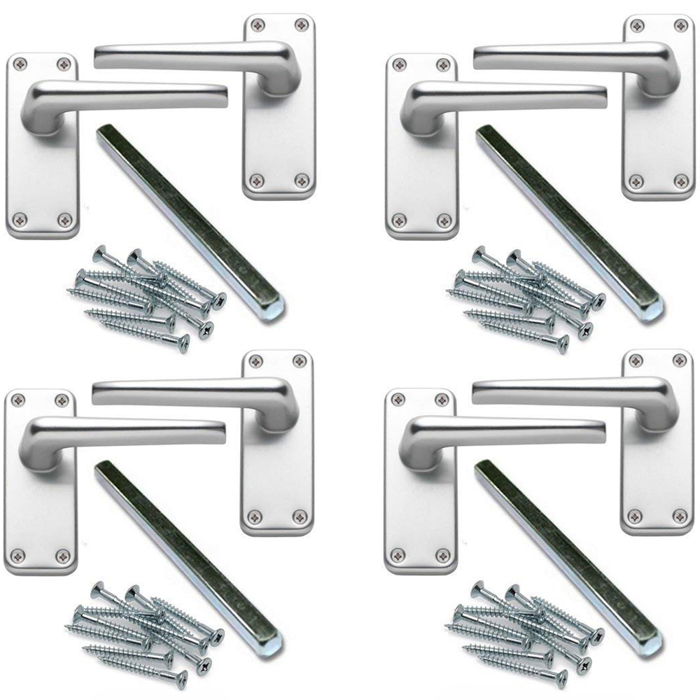 Golden Grace Aluminium Finish Classic Victorian Straight Lever Latch Door Handles 4 Pack Image 1