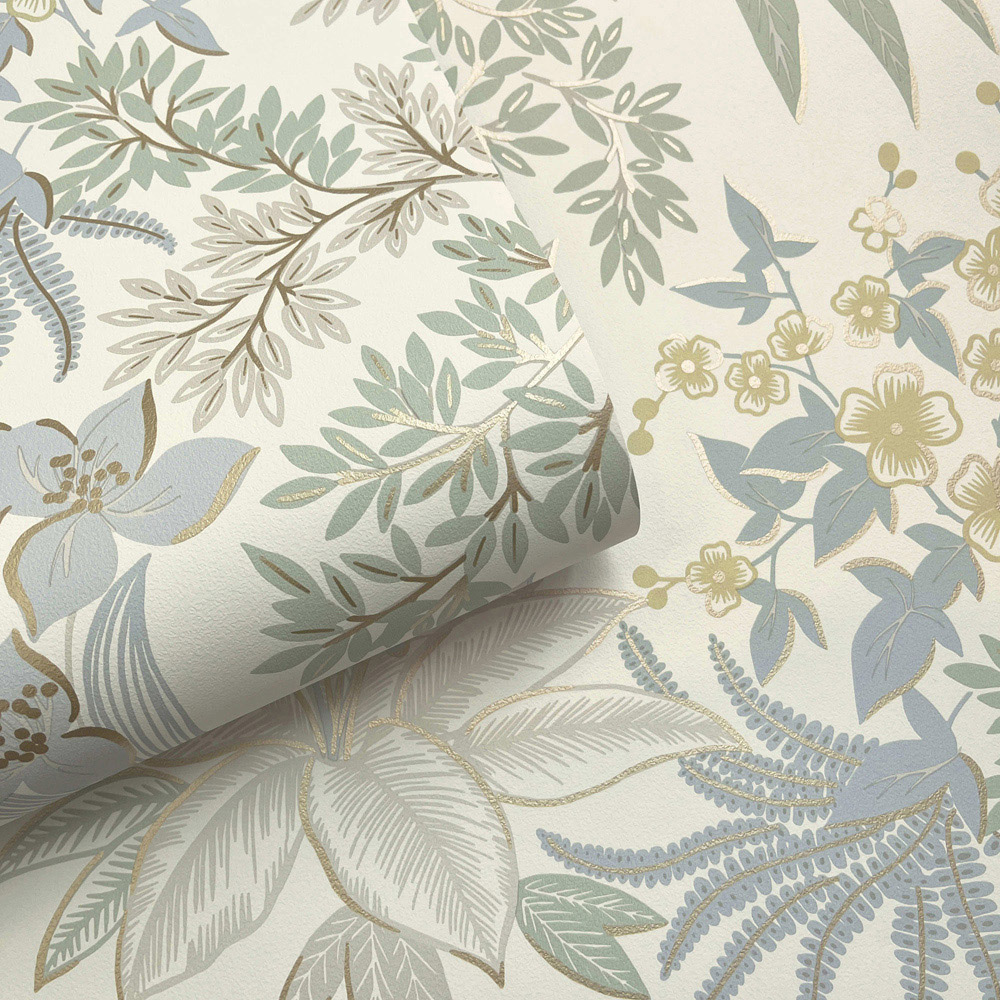 Holden Decor Full Bloom Blue and Sage Wallpaper Image 2