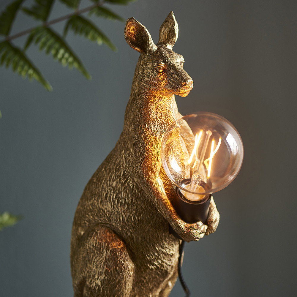 Merano Andria Vintage Gold Paint and Matt Black Kangaroo Table Lamp Image 4