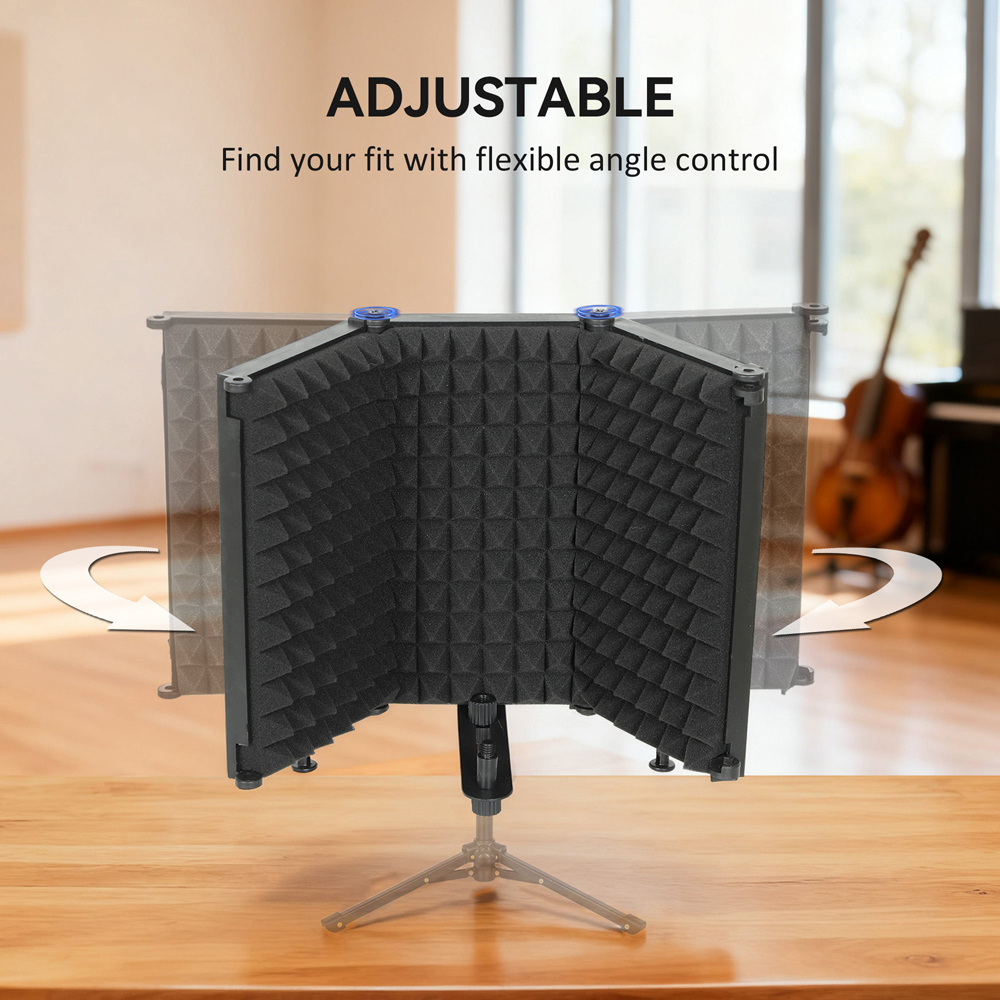 HOMCOM Black Foldable Table Top Studio Microphone Isolation Shield Image 6