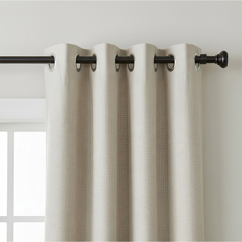 Living and Home 168-304cm Glossy Black Telescopic Curtain Pole with Brackets and Round Finial Image 7
