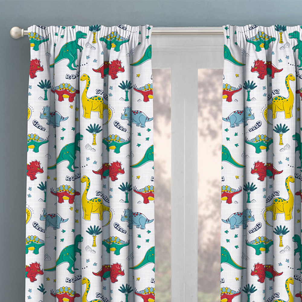 Velosso Dinosaur Pencil Pleat Curtains 168 x 183cm Image 2
