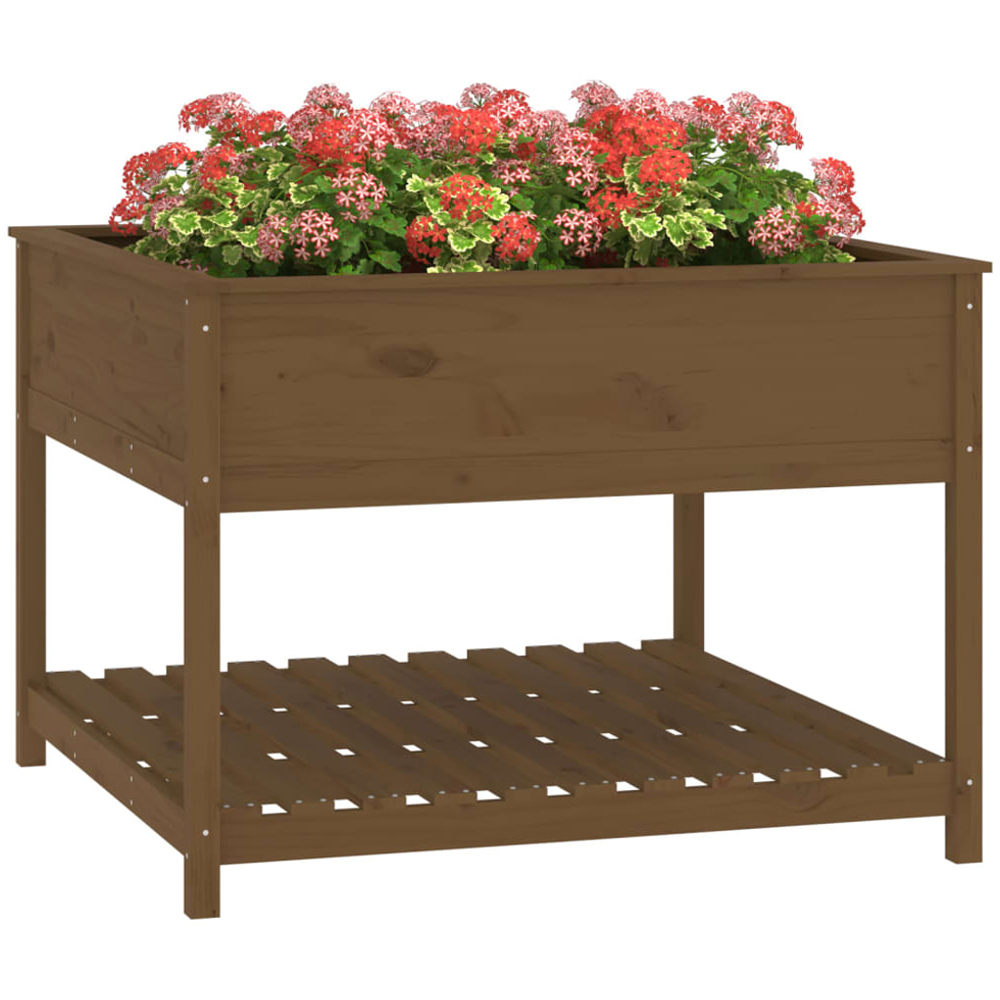 vidaXL Single Shelf Brown Solid Pine Wood Garden Planter 81 x 111.5 x 111.5cm Image 3