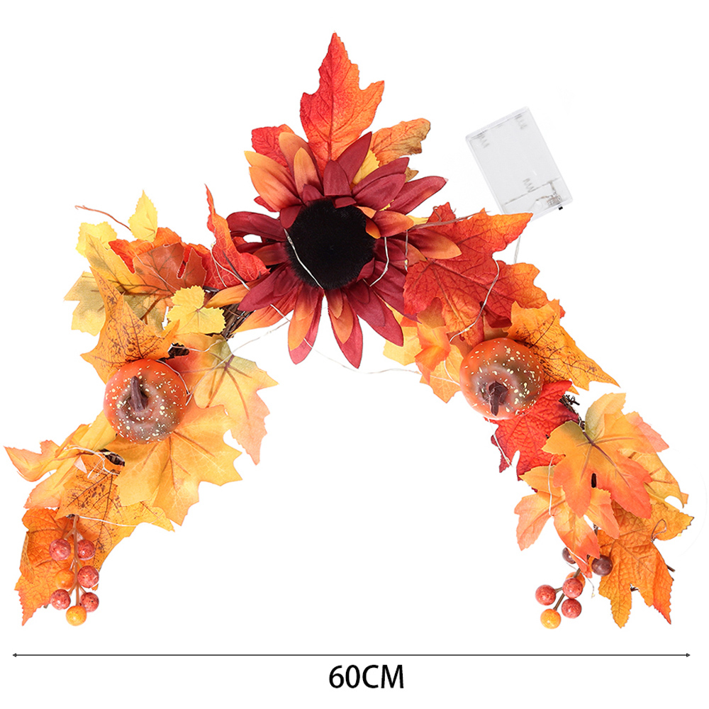 Living and Home LED Artificial Maple Leaves and Sunflower Swag 60cm Image 7