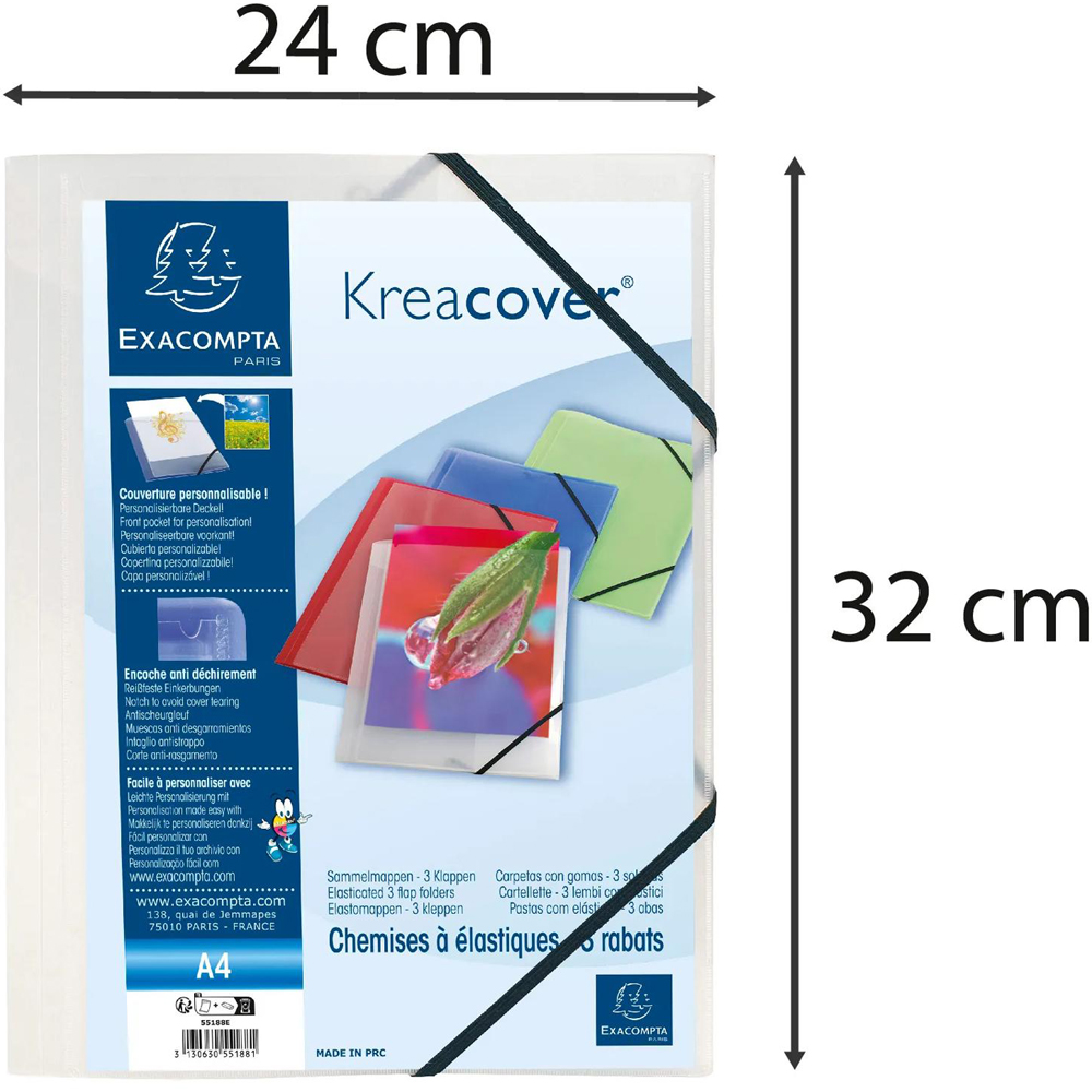 Exacompta Elasticated Frosted 3 Flap Folder with Front Pocket 25 Pack Image 8